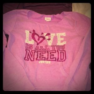 Justice pink fuschia sweatshirt with pocket
